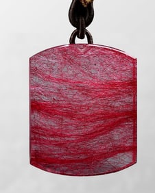 Beautiful Red Rutilated Quartz Lucky Pendant w Hand Woven Necklace