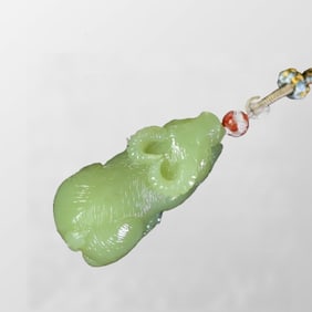 Superb Chinese Natural Hetian Jade Carved Fortune Ox Pendant