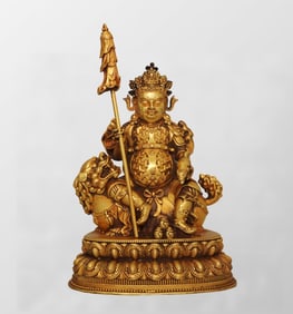 Vintage Chinese Gilt Gold Copper Yellow Jambhala Statue
