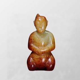 Superb Vintage Chinese Hetian Jade Carved Figure Statue