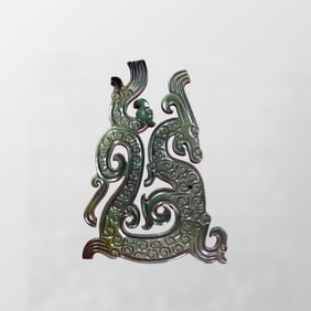 Openwork Chinese Hetian Jade Carved Fortune Dragon Pendant
