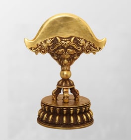 Vintage Chinese Gilt Gold Copper Dharma-vessel Statue