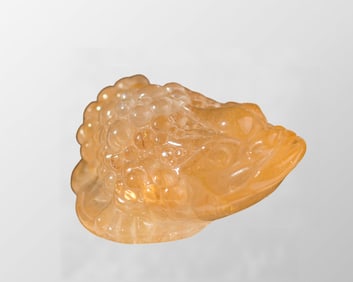 Exquisite Rutilated Quartz Carved Fortune Toad Statue