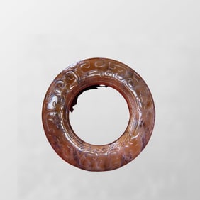 Vintage Chinese Agate Ring Pendant