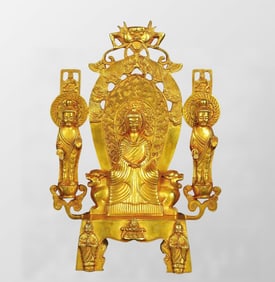 Vintage Gilt Gold Copper Three Buddha Statue