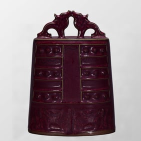 Chinese Variable Glaze Jun Kiln Porcelain Music Bell Statue