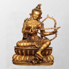 Vintage Gilt Gold Copper Buddha Statue