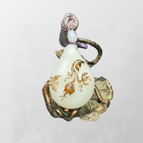 Superb Chinese Natural Hetian Jade Carved Butterfly & Flower Pendant