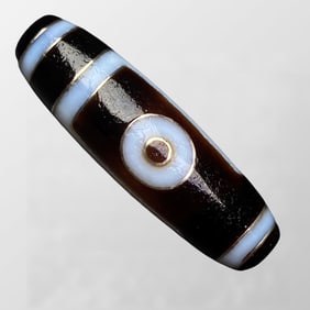 Tibetan DZI Agate Inlay Gold Wire Lucky Pendant