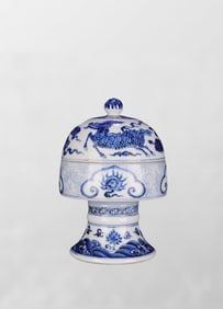 Chinese Blue And White Porcelain Fortune Kylin Design Incense Burner