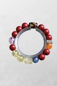 Hand Woven Beautiful Chinese Cinnabar & Crystal Beads Bracelet