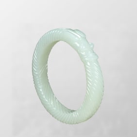 Inside Diameter 58mm Chinese Hetian Jade Fortune Dragon Bracelet