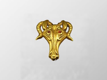 Old Chinese Gilt Gold Fortune Ox Pendant