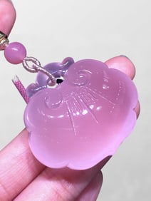 Beautiful Pink Crystal Carved Ruyi Pendant