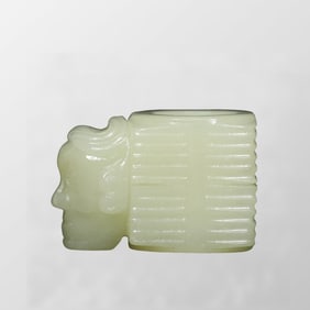 Chinese Natural Hetian Jade Figure Statue - Cong