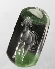 Beautiful Green Crystal Low Relief Fortune Horse Pendant