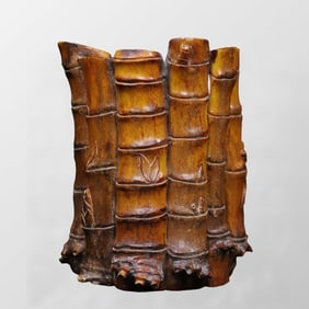 Vintage Deer Horn Brush Pot