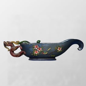 Chinese Colored Drawing Peking Glass Fortune Dragon Brush Washer