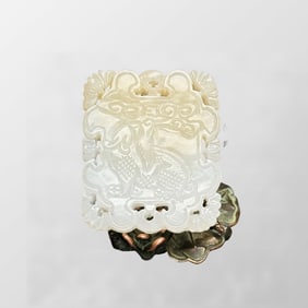 Chinese Natural Hetian Jade Low Relief Fortune Kylin Pendant