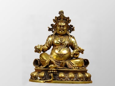 Vintage Gilt Gold Copper Yellow Jambhala Statue