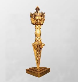 Vintage Gilt Gold Copper Dharma-vessel Statue