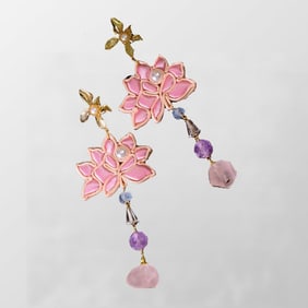 A Pair Beautfiul 925 Silver Inlay Pink Cyrstal Earring