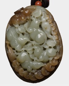 Chinese Hetian Jade Carved Five Mouse Pendant