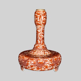 Chinese Iron Red Glaze Clouds Dragon Design Porcelain Vase