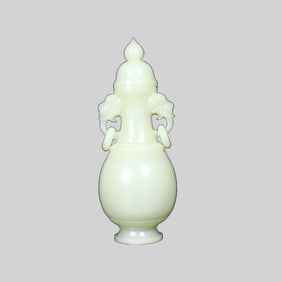 Superb Chinese Hetian Jade Double Ring Vase