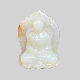 Openwork Chinese Hetian Jade Carved Siddhartha Buddha Pendant