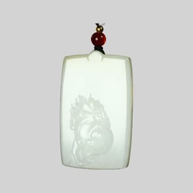 Superb Chinese Hetian Jade Low Relief Fortune Horse Pendant