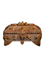 Tibetan Buddhism Gold Wire Inlay DZI Agate & Turquoise & Lapis Lazuli Jewellery Box