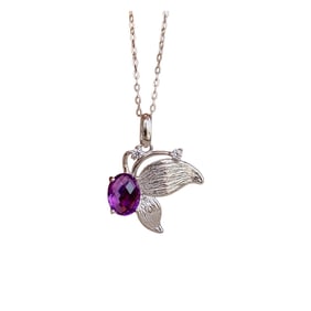 Beautiful 925 Silver Inlay Amethyst Butterfly Pendant