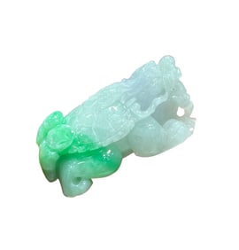 Exquisite Jadeite Carved Dragon Turtle Statue