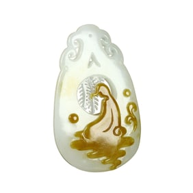 Superb Chinese Hetian Jade Low Relief Buddha Pendant