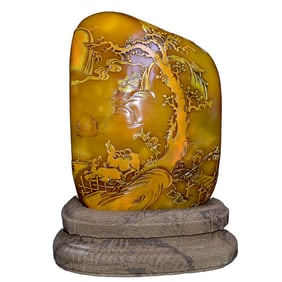 Superb Old Chinese Tianhuang Stone Low Relief Figure Seal Statue