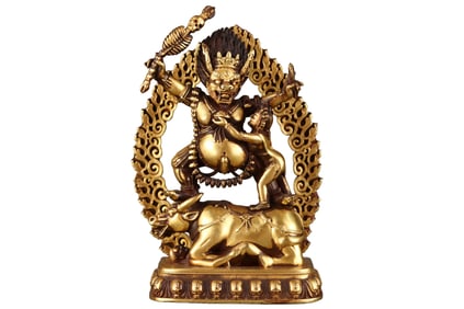 Old Tibetan Gilt Gold Copper Buddha Statue