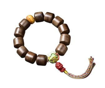 Hand Woven Chenxiang Wood & Bone Lotus Pod Beads Bracelet