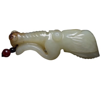 Vintage Chinese Hetian Jade Carved Mantis Pendant