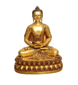 Vintage Gilt Gold Copper Buddha Statue