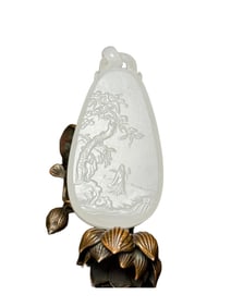 Superb Chinese Hetian Jade Carved Figure Pendant