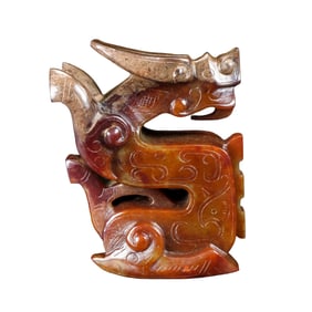 Superb Vintage Chinese Hetian Jade Carved Fortune Dragon Statue
