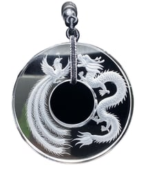 Beautiful White Crystal Inner Carving Dragon Phoenix Pendant