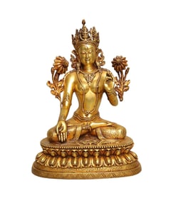 Vintage Gilt Gold Copper Tara Statue