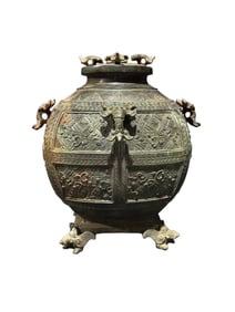Vintage Chinese Bronze Divine Beast Pot