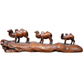 Vintage Chinese Boxwood Carved Camel Statue