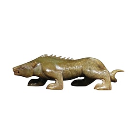 Vintage Chinese Hetian Jade Carved Divine Beast Statue