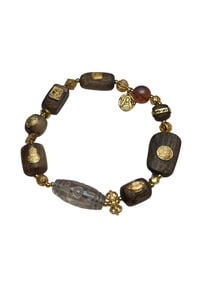 Hand Woven Vintage Chinese Chenxiang Wood & Crystal Beads Bracelet