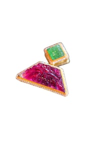 Exquisite 18K Gold Inlay Tourmaline Pendant