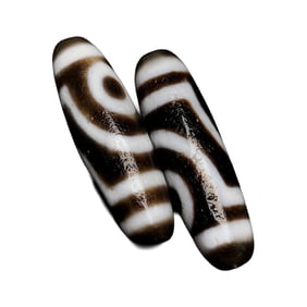 A Pair Vintage DZI Agate Lucky Pendant